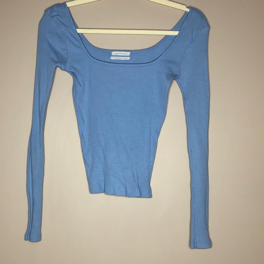 UO blue ribbed boatneck top